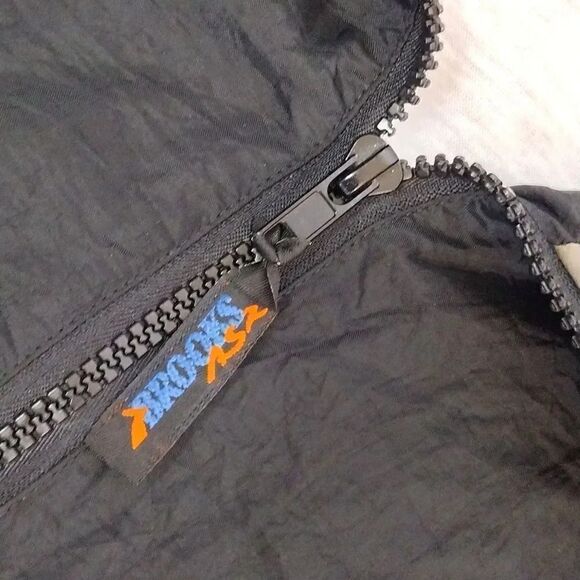 VTG 90's Brooks Black Grey Colorblock Nylon Unisex Jacket Men's Medium - Picture 8 of 16